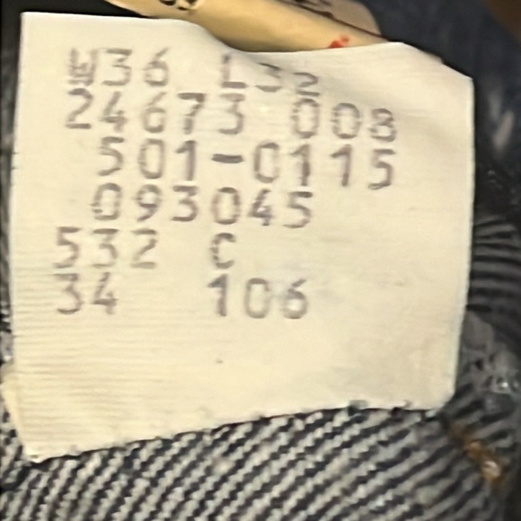 Levi's Original 501 0115 Dark Wash Button Fly Straight Denim Jeans Men's 36 X 32 - Picture 12 of 14